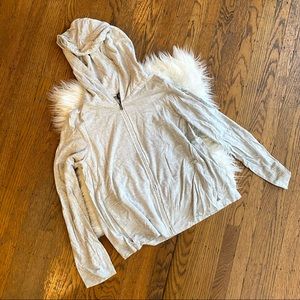 Eileen Fisher Heather Gray Zip-Up Hoodie